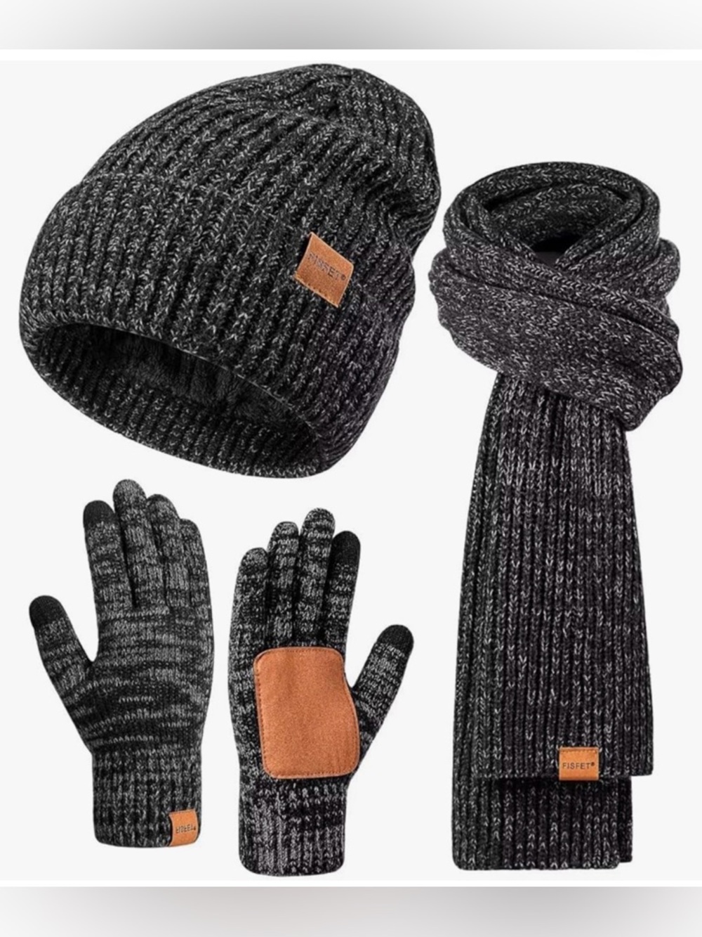 Winter Hat Gloves Scarf Set for Men Women Beanie Long Scarf Touchscreen Gloves